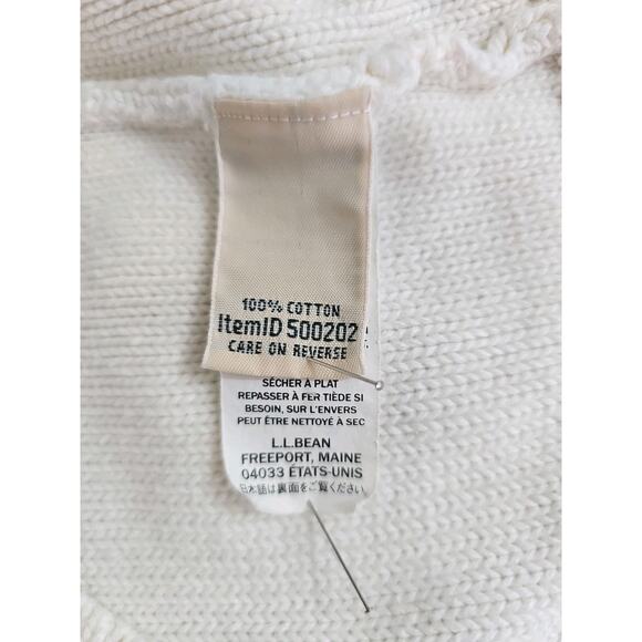 LL. Bean ~Woman Size M~ White Knit Cotton Button-Up Cardigan Sweater Long Sleeve - Picture 4 of 15
